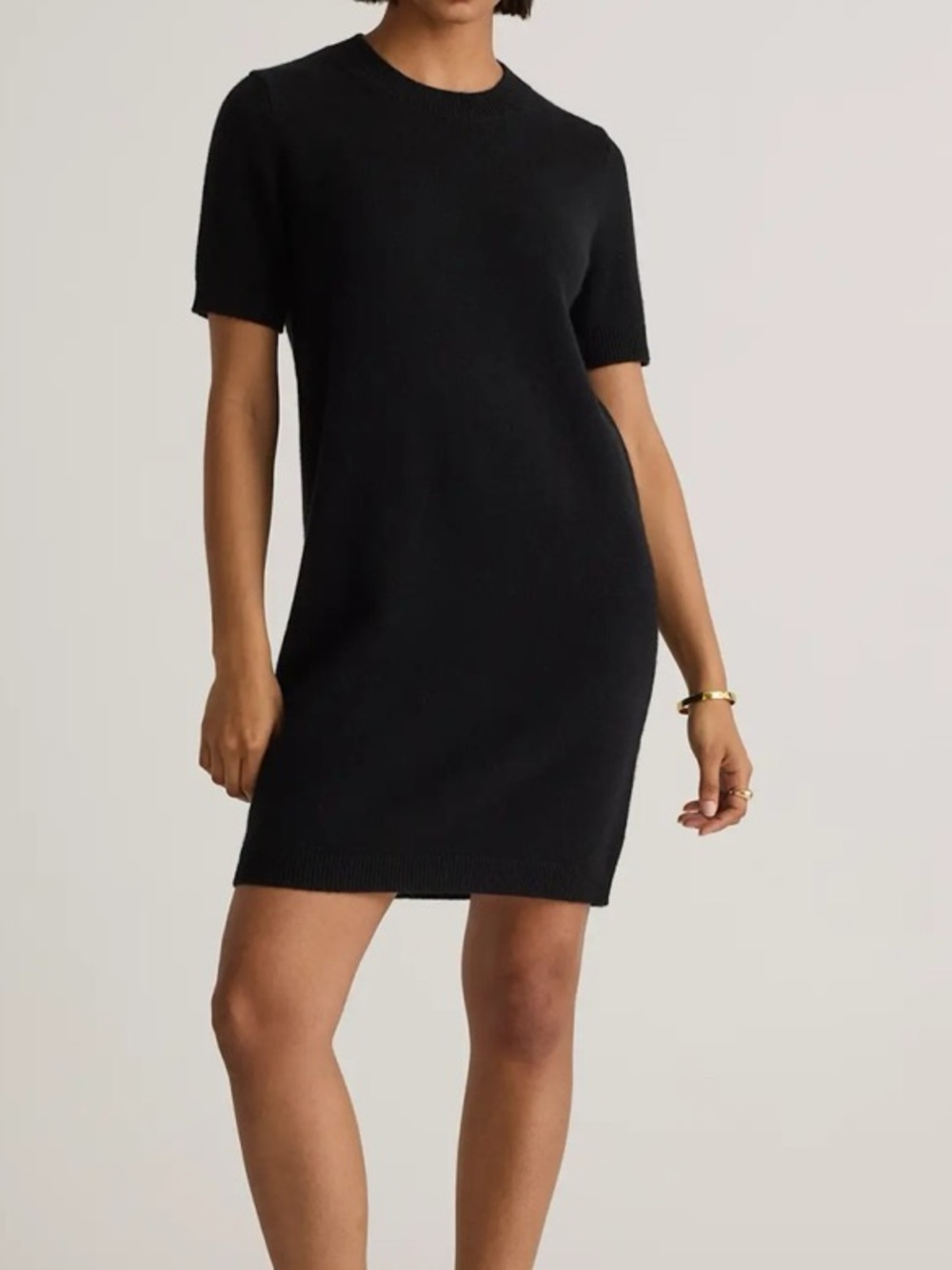 Quince Brown Mongolian Cashmere Short-Sleeve mini Dress size L